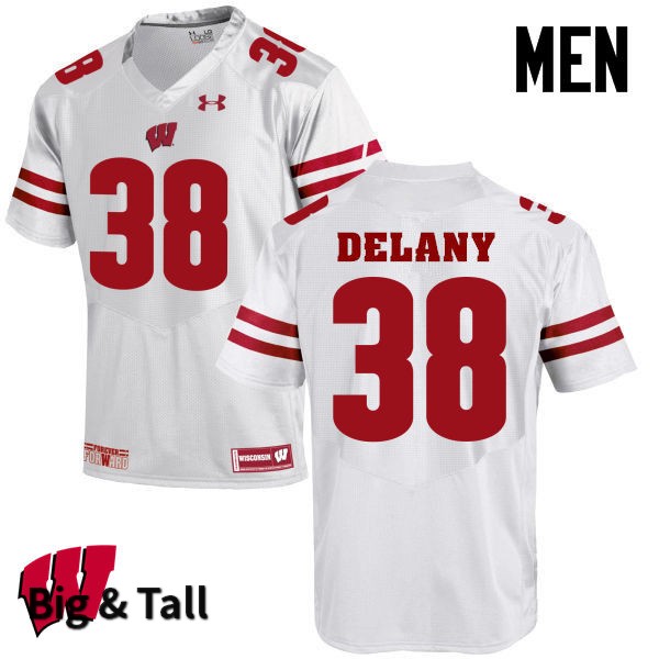 Wisconsin Badgers Men's #38 Sam DeLany NCAA Under Armour Authentic White Big & Tall College Stitched Football Jersey RV40X56AT